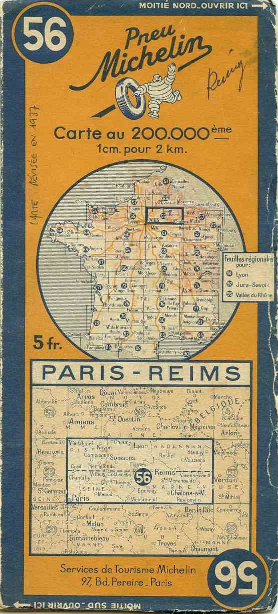 56 PARIS - REIMS (© MICHELIN - 1937) Cliquer pour découvrir la carte...